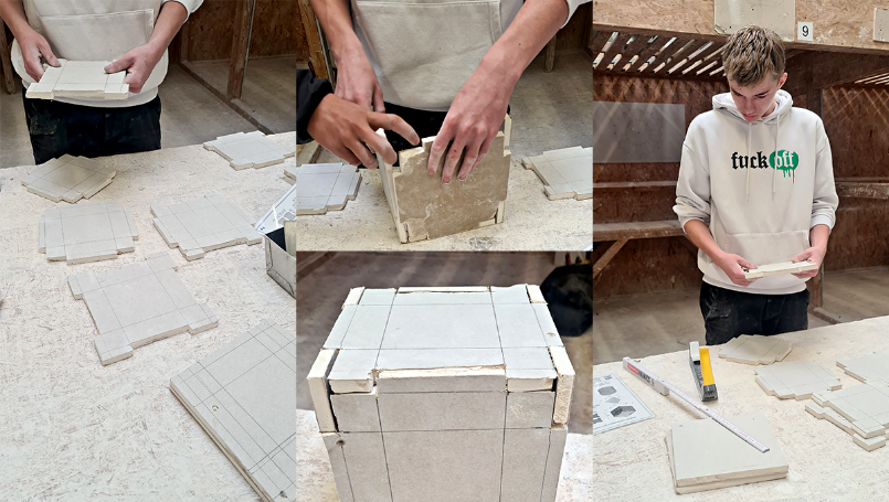 Ben und Denny stellten einen Würfel aus Trockenbauwänden her Ben und Denny stellten einen Würfel aus Trockenbauwänden her